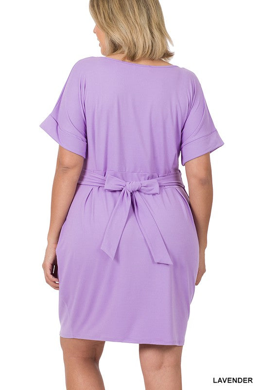 Zenana Brushed Tie Belt Dress