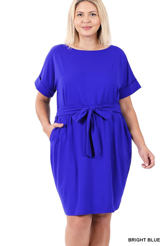 Zenana Brushed Tie Belt Dress