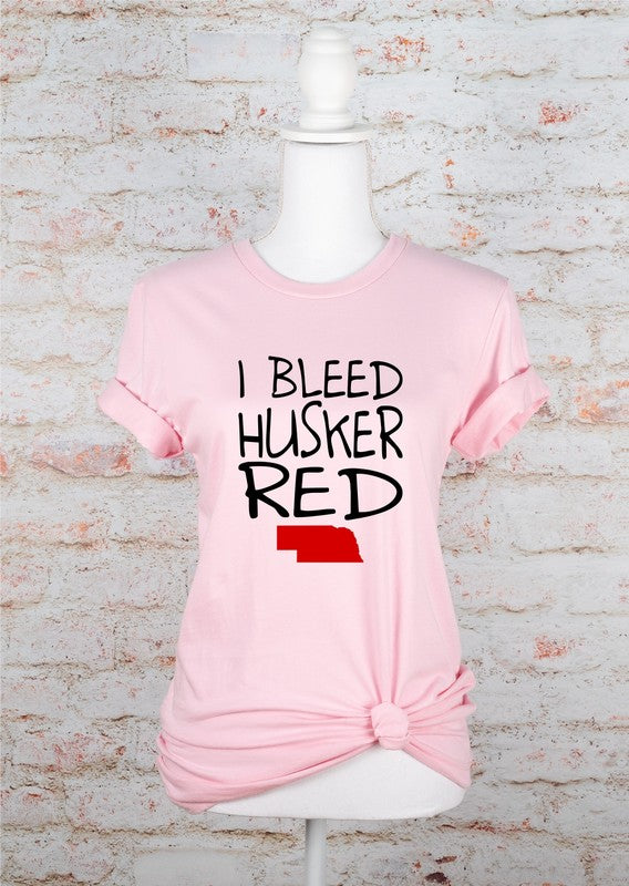 I Bleed Husker Red Graphic Crew Neck Tee