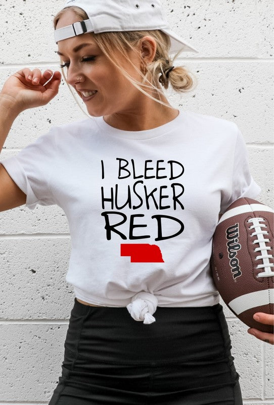 I Bleed Husker Red Graphic Crew Neck Tee