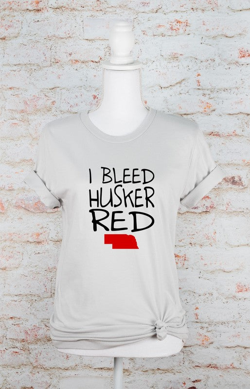 I Bleed Husker Red Graphic Crew Neck Tee