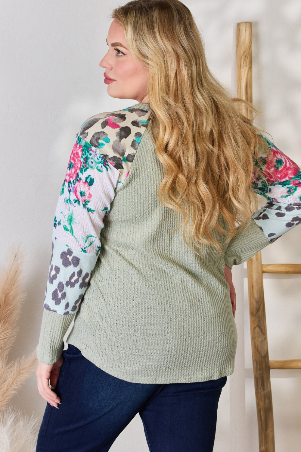 FINAL SALE- Hailey & Co Full Size Printed Round Neck Blouse