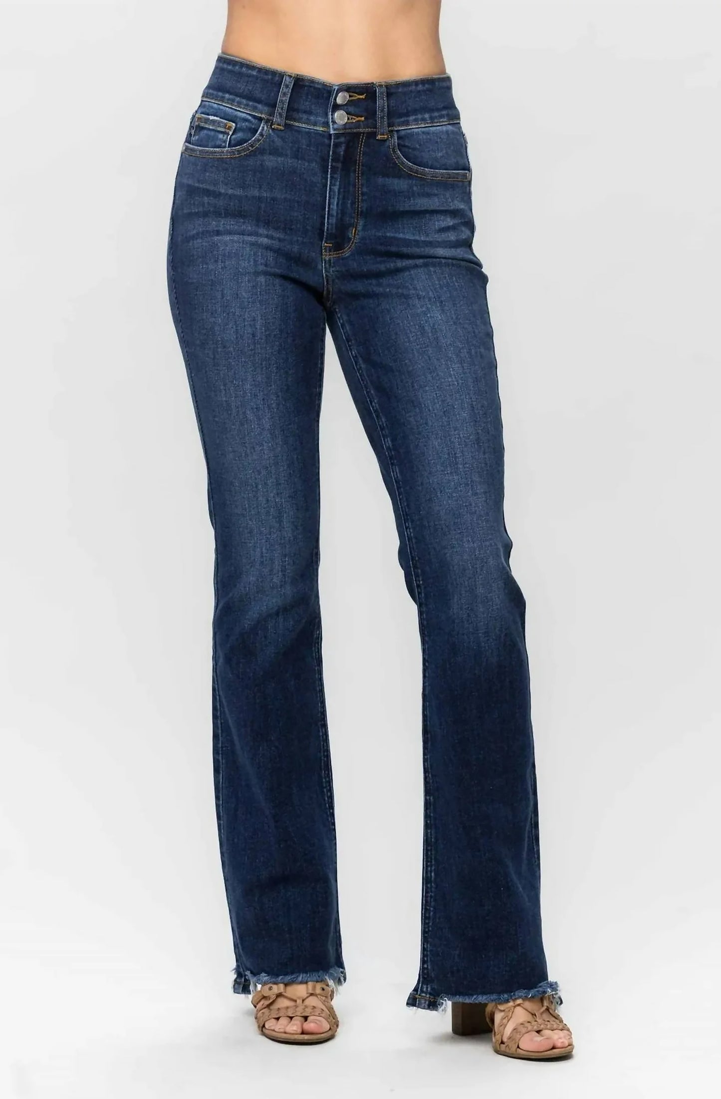 Judy Blue Double Button Fly Bootcut Freyed Hem