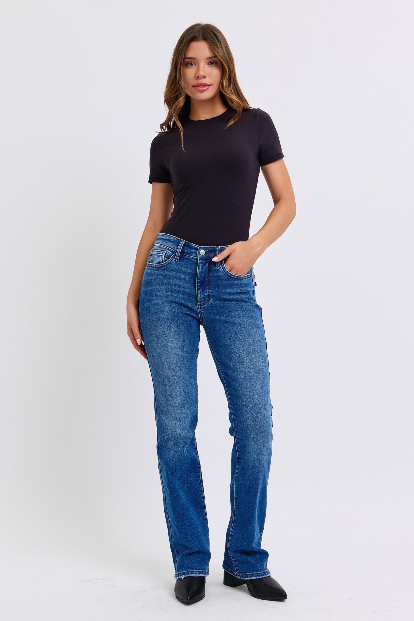 Judy Blue Run Mid-Rise Bootcut Jeans with Thermal Lining