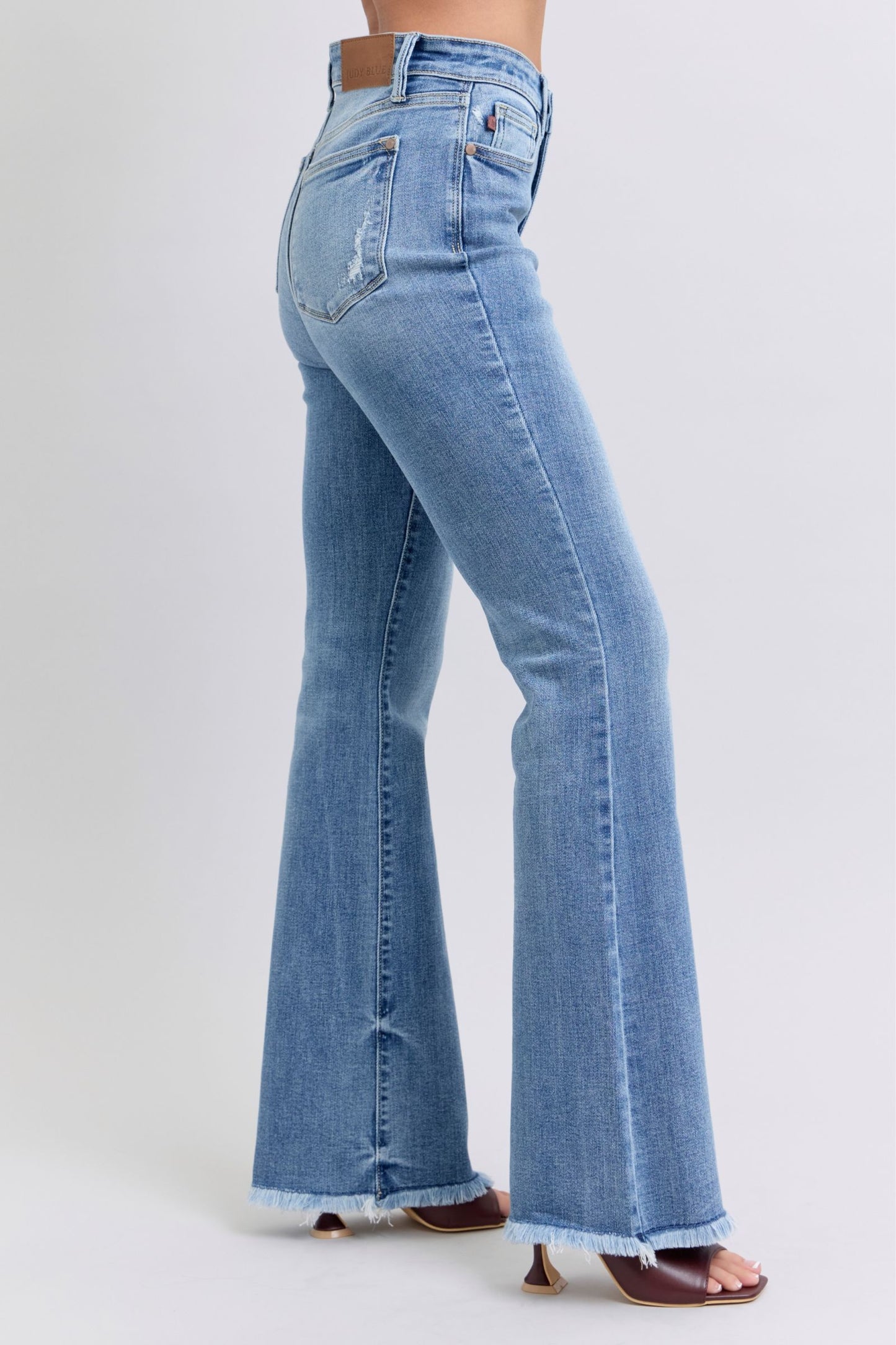 Judy Size Raw Hem High Rise Bootcut Jeans