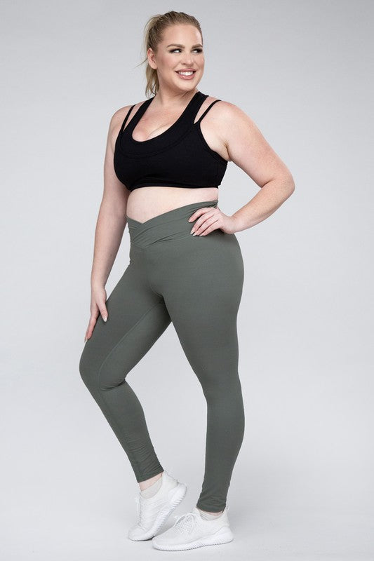 Rae Mode Plus Size V Waist Full Length Leggings