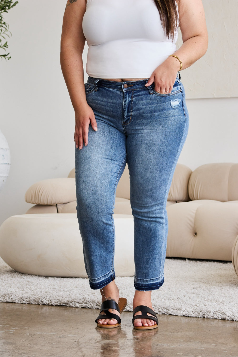 Judy Blue  Release Hem Cropped Bootcut Jeans