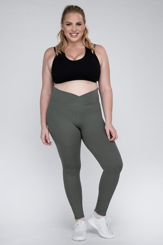 Rae Mode Plus Size V Waist Full Length Leggings