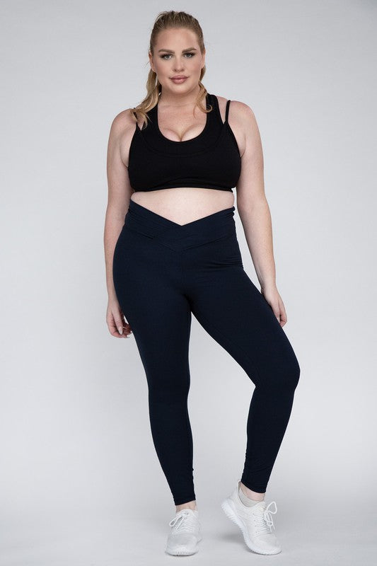 Rae Mode Plus Size V Waist Full Length Leggings