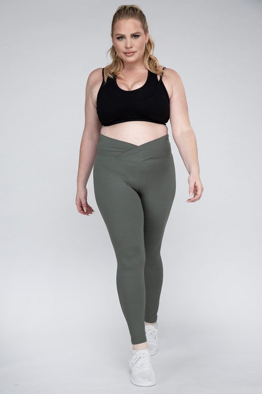 Rae Mode Plus Size V Waist Full Length Leggings