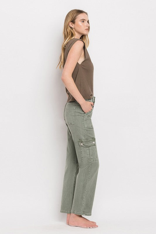 Vervet High Rise Cargo Straight Jeans