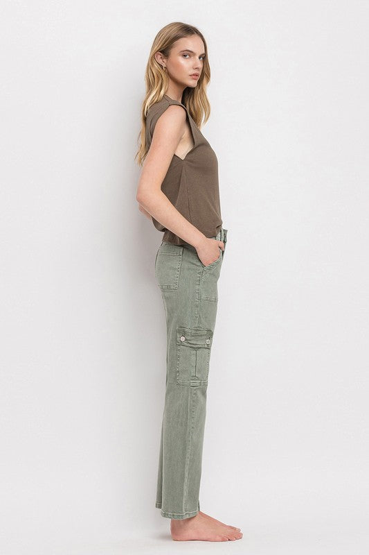 Vervet High Rise Cargo Straight Jeans