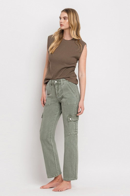 Vervet High Rise Cargo Straight Jeans