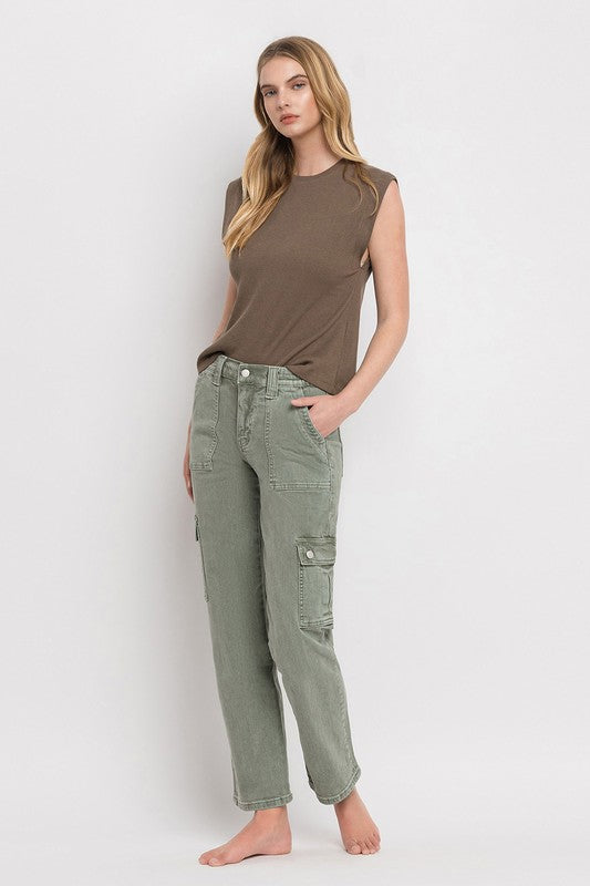 Vervet High Rise Cargo Straight Jeans