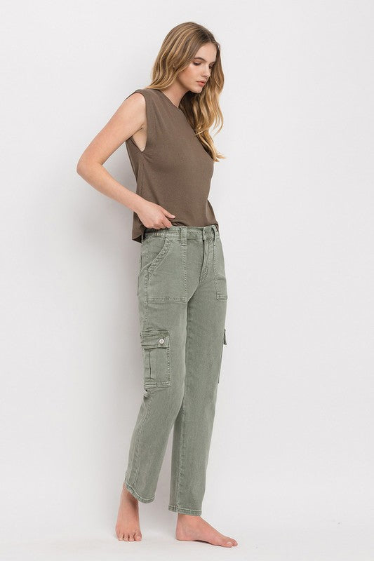 Vervet High Rise Cargo Straight Jeans