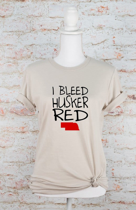 I Bleed Husker Red Graphic Crew Neck Tee