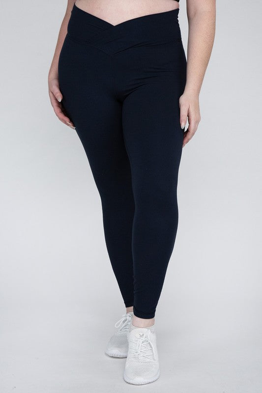 Rae Mode Plus Size V Waist Full Length Leggings