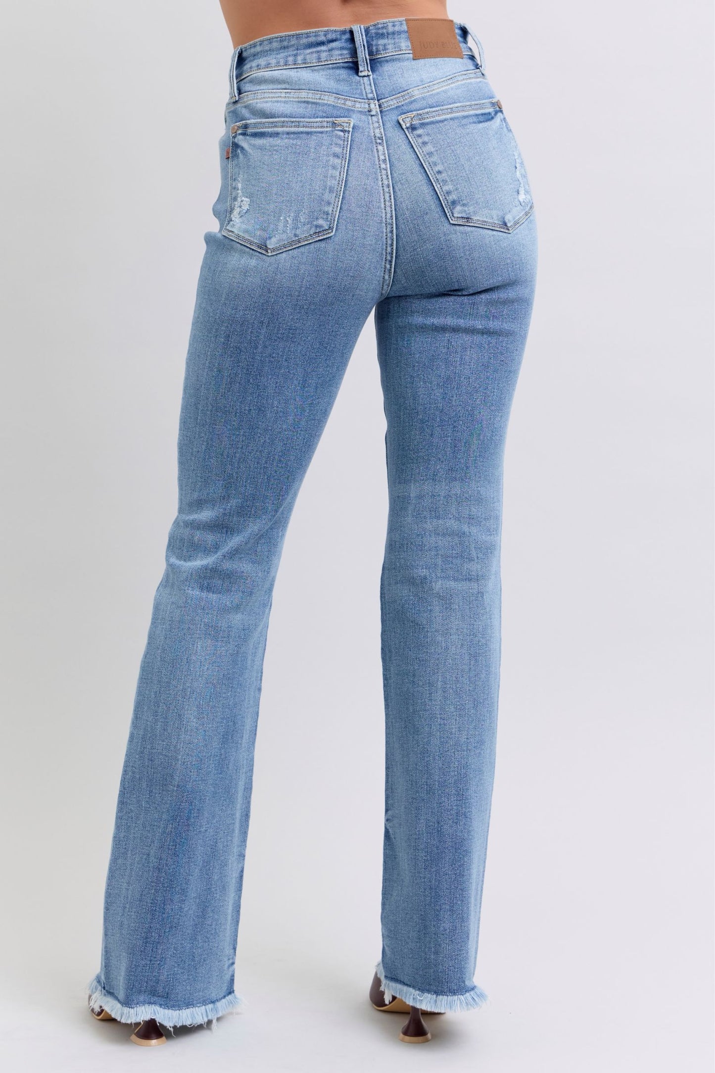 Judy Size Raw Hem High Rise Bootcut Jeans