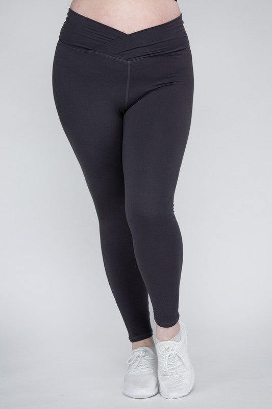 Rae Mode Plus Size V Waist Full Length Leggings