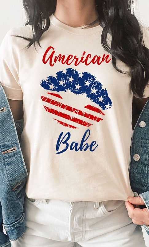 American Babe Lips Stars Stripes Graphic Tee