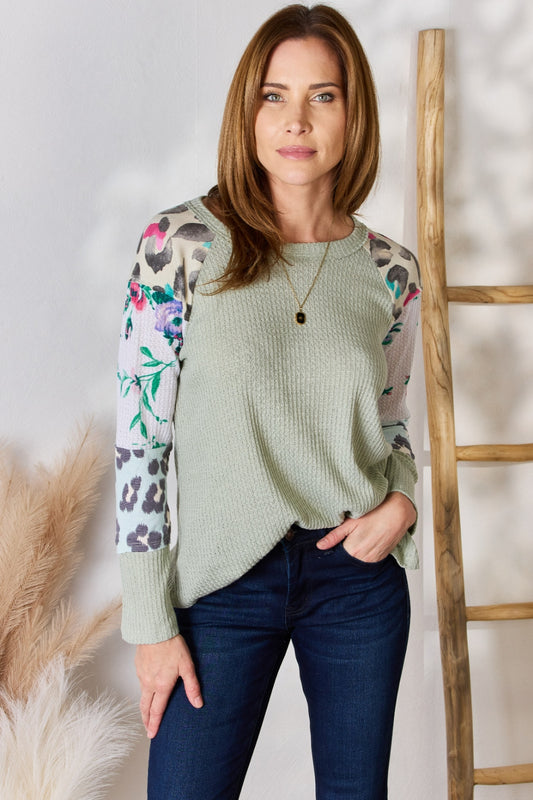 FINAL SALE- Hailey & Co Full Size Printed Round Neck Blouse