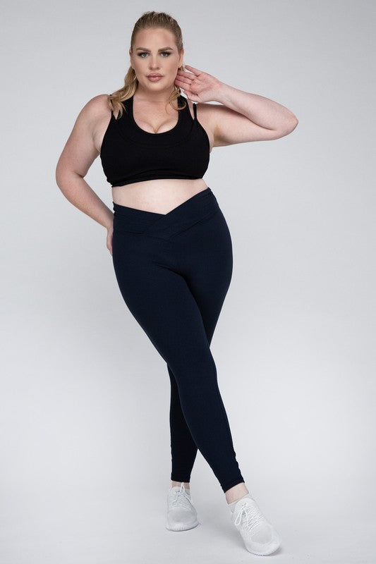 Rae Mode Plus Size V Waist Full Length Leggings