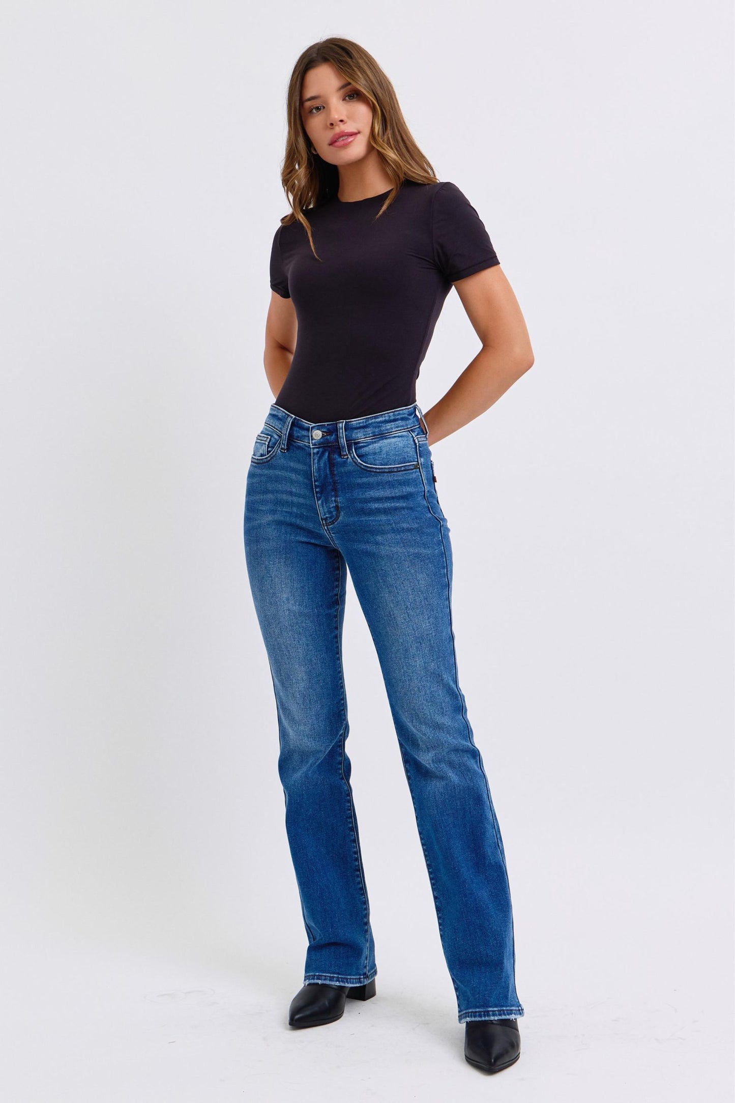 Judy Blue Run Mid-Rise Bootcut Jeans with Thermal Lining