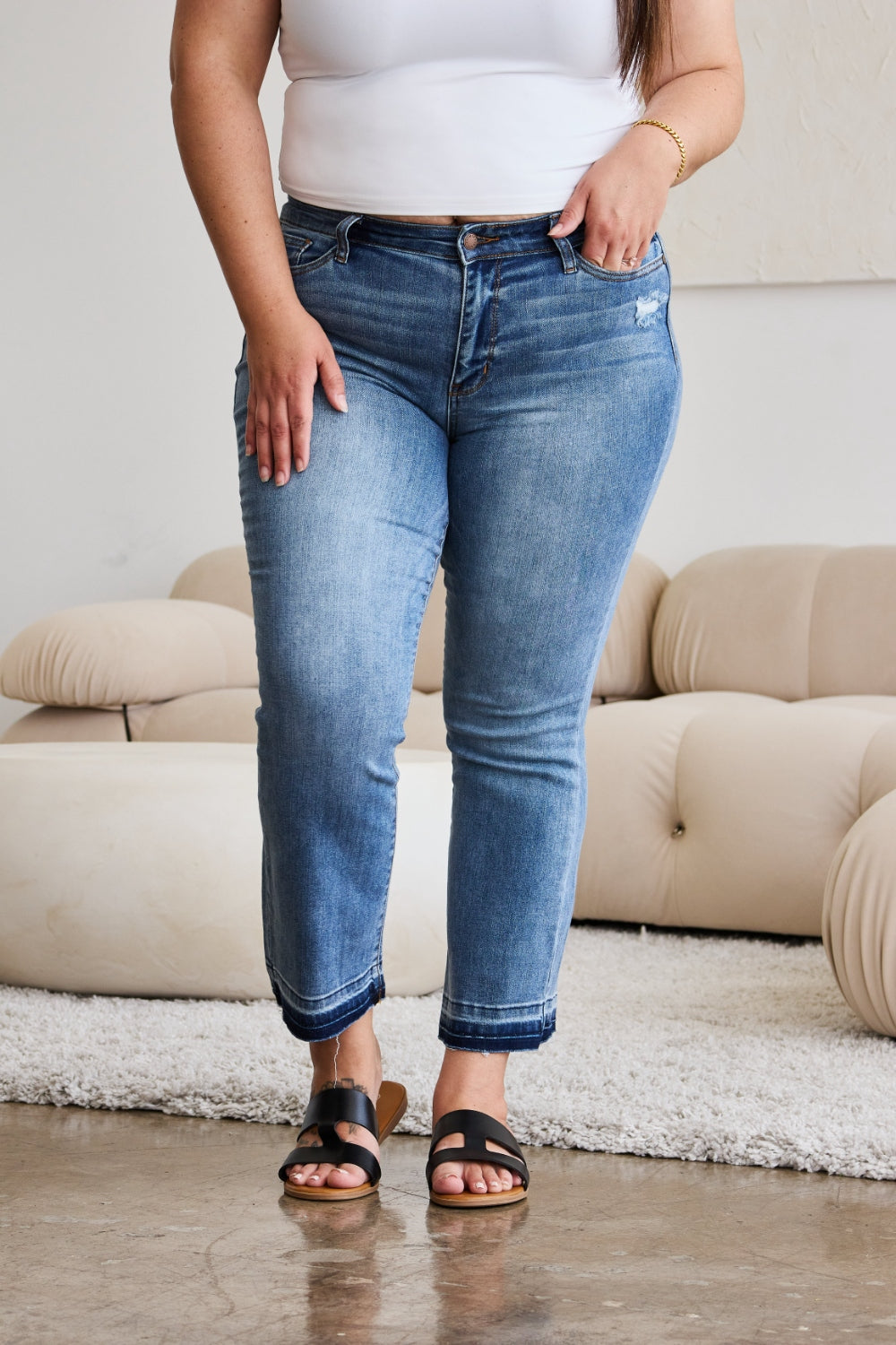 Judy Blue  Release Hem Cropped Bootcut Jeans