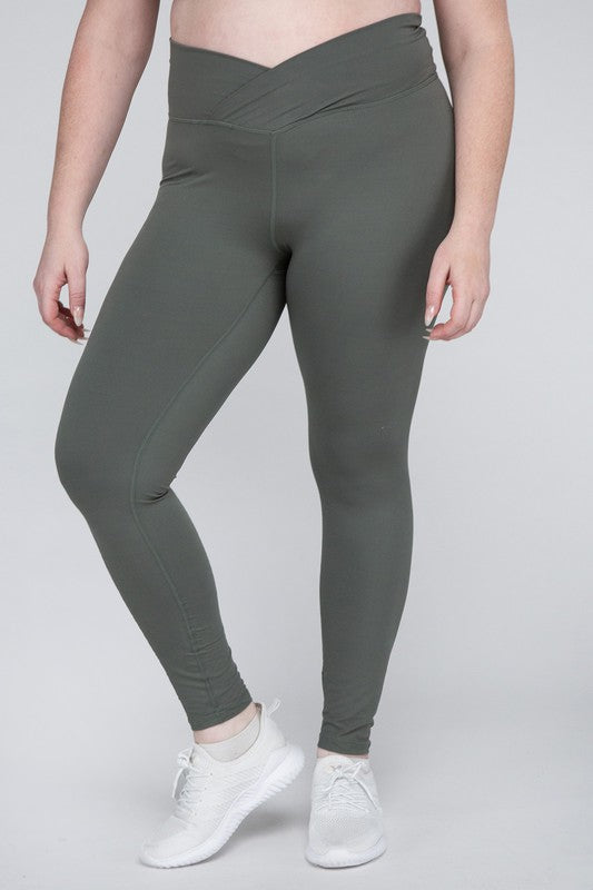 Rae Mode Plus Size V Waist Full Length Leggings