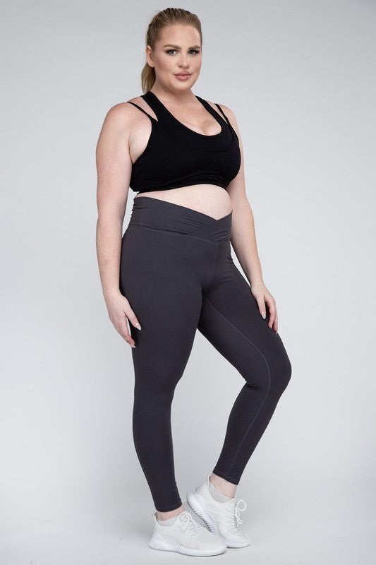 Rae Mode Plus Size V Waist Full Length Leggings