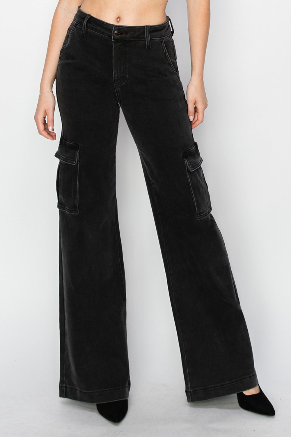 Risen High Rise Wide Leg Cargo Jeans