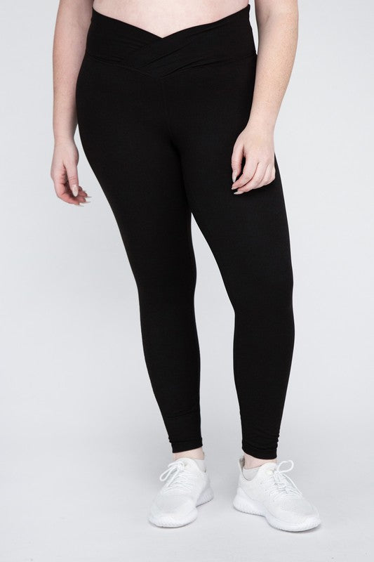 Rae Mode Plus Size V Waist Full Length Leggings