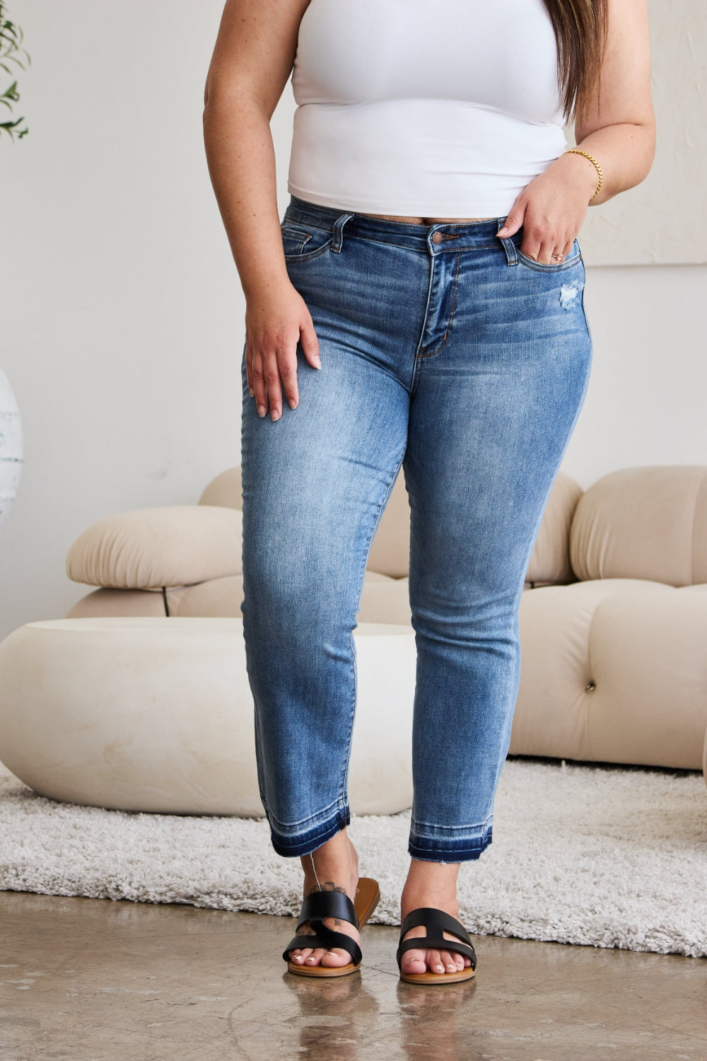 Judy Blue  Release Hem Cropped Bootcut Jeans