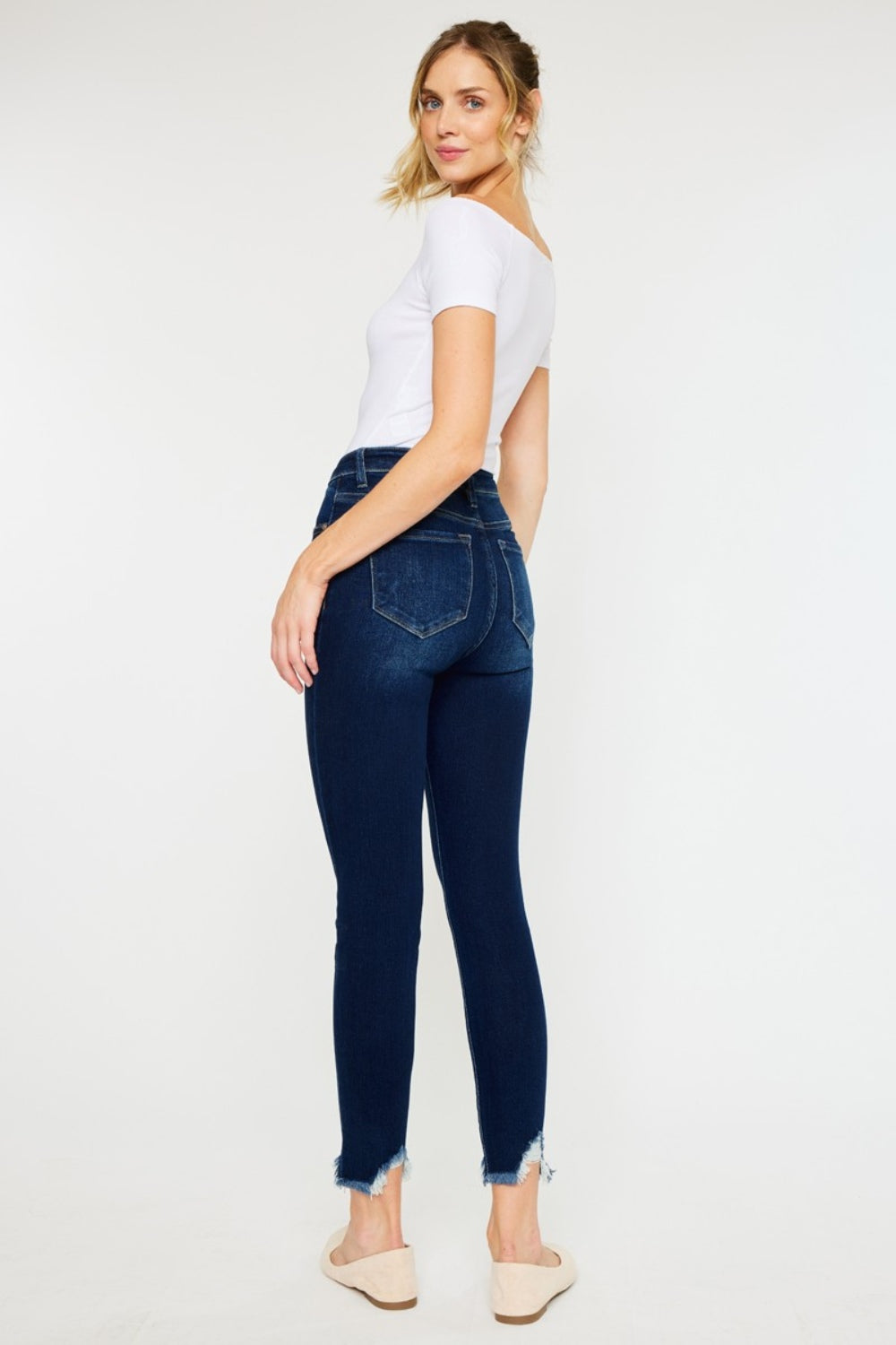 Kancan High Rise Frayed Ankle Skinny Jeans