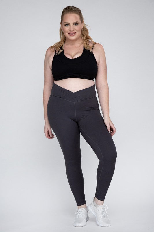 Rae Mode Plus Size V Waist Full Length Leggings