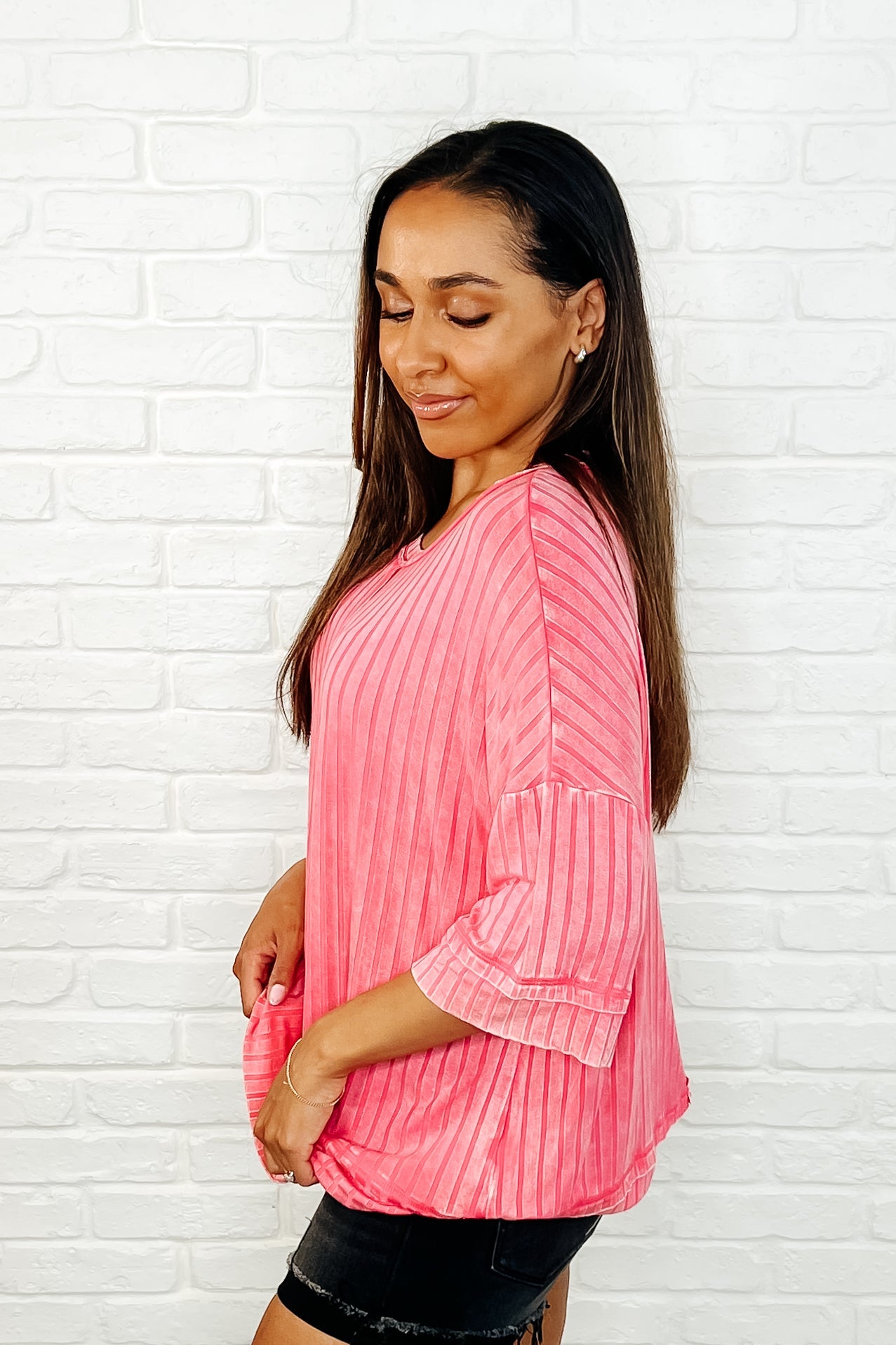 Zenana Loosely Speaking Oversized Basic Top in Fuchsia