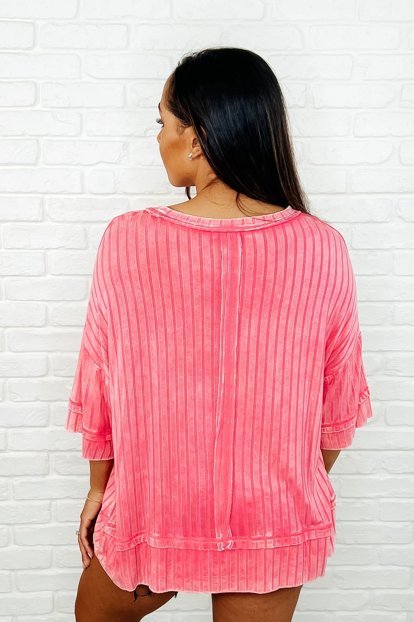 Zenana Loosely Speaking Oversized Basic Top in Fuchsia