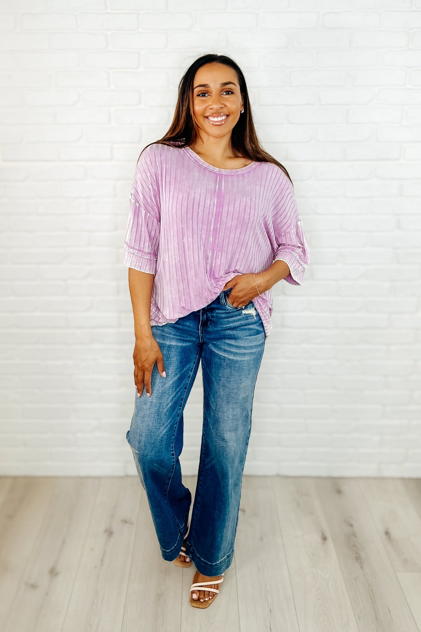 Zenana Loosely Speaking Oversized Basic Top in Mauve