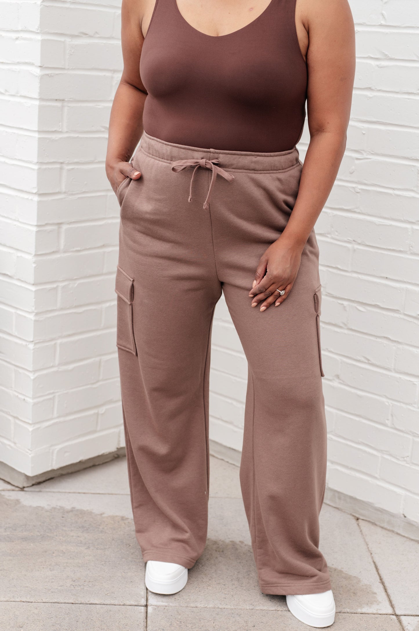 Rae Mode Run, Don't Walk Cargo Sweatpants in Smokey Brown