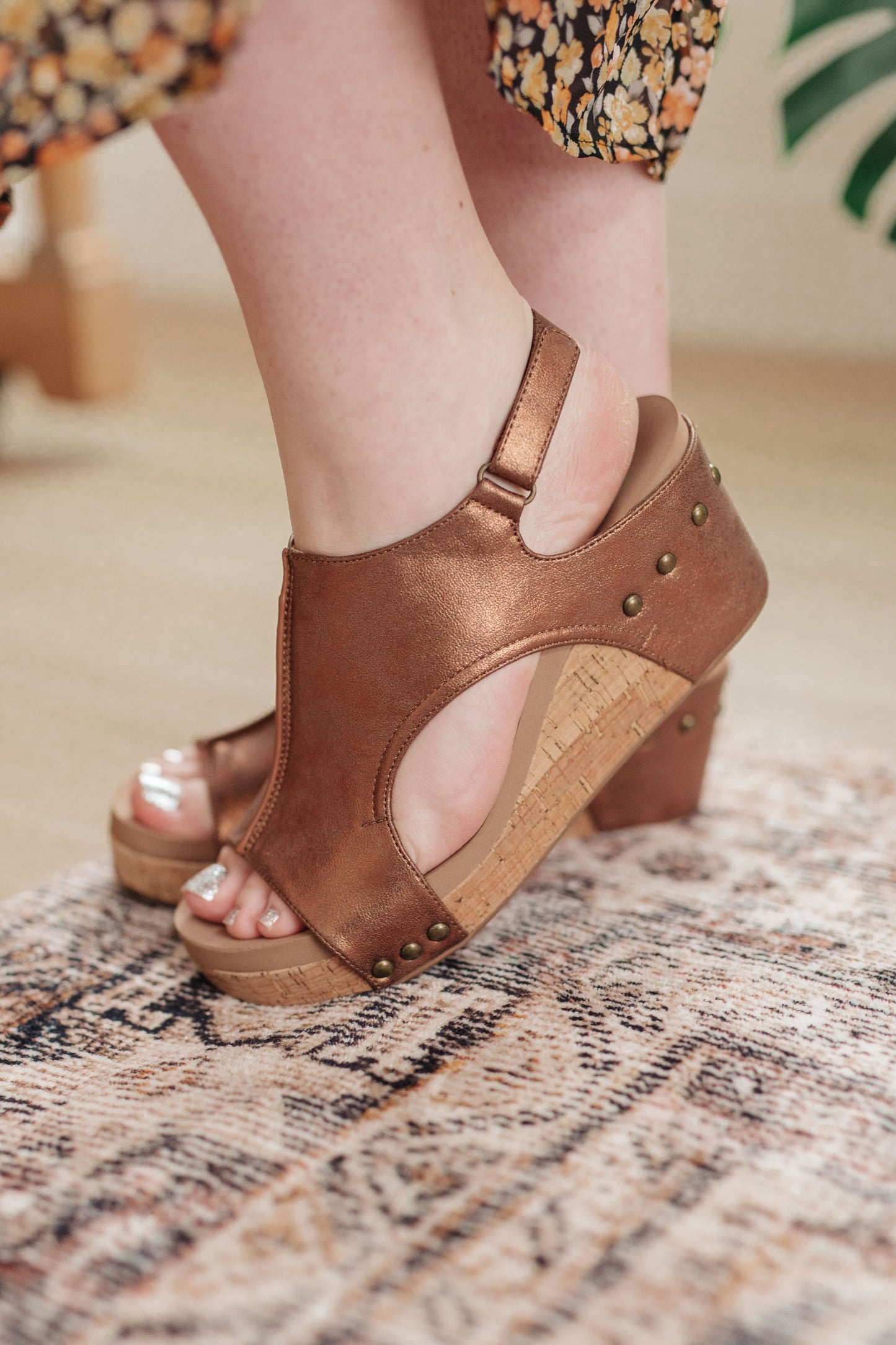 Corky's Walk This Way Wedge Sandals in Antique Bronze