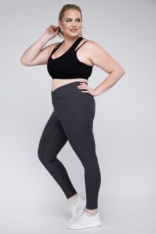 Rae Mode Plus Size V Waist Full Length Leggings