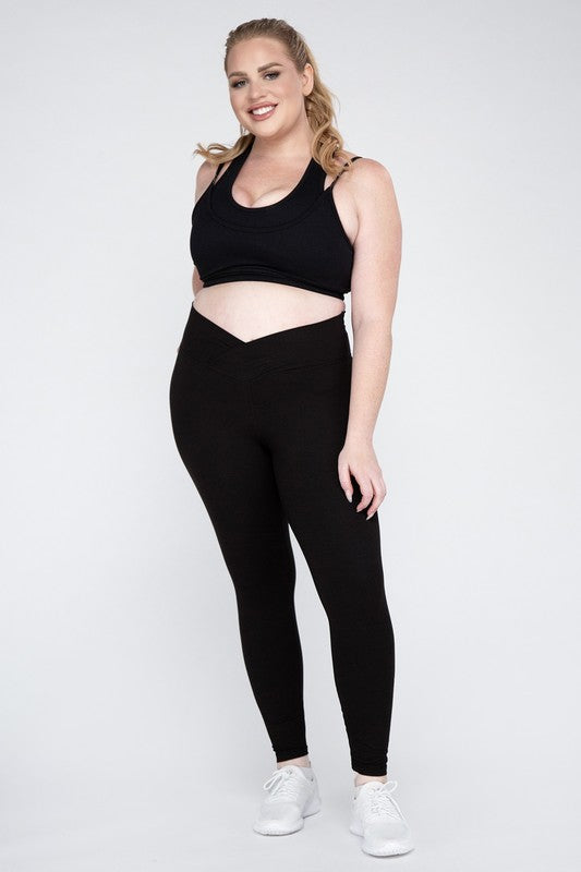 Rae Mode Plus Size V Waist Full Length Leggings