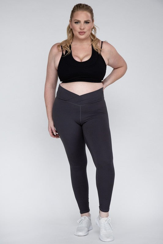 Rae Mode Plus Size V Waist Full Length Leggings