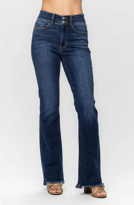 Judy Blue Double Button Fly Bootcut Freyed Hem