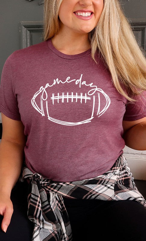 Cursive Football Game Day Graphic Tee PLUS