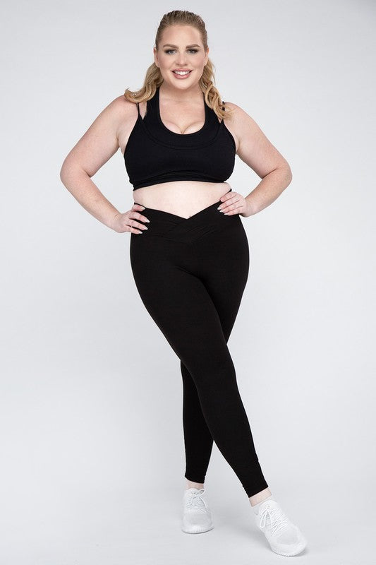 Rae Mode Plus Size V Waist Full Length Leggings