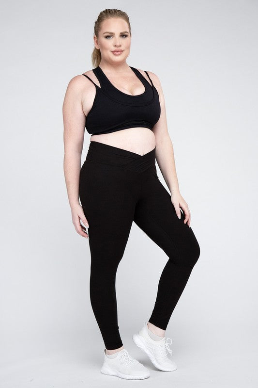 Rae Mode Plus Size V Waist Full Length Leggings