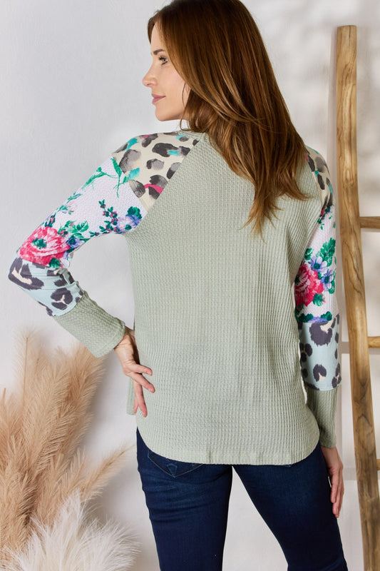 FINAL SALE- Hailey & Co Full Size Printed Round Neck Blouse