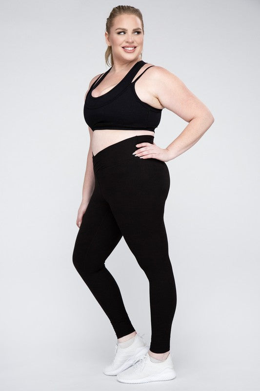 Rae Mode Plus Size V Waist Full Length Leggings